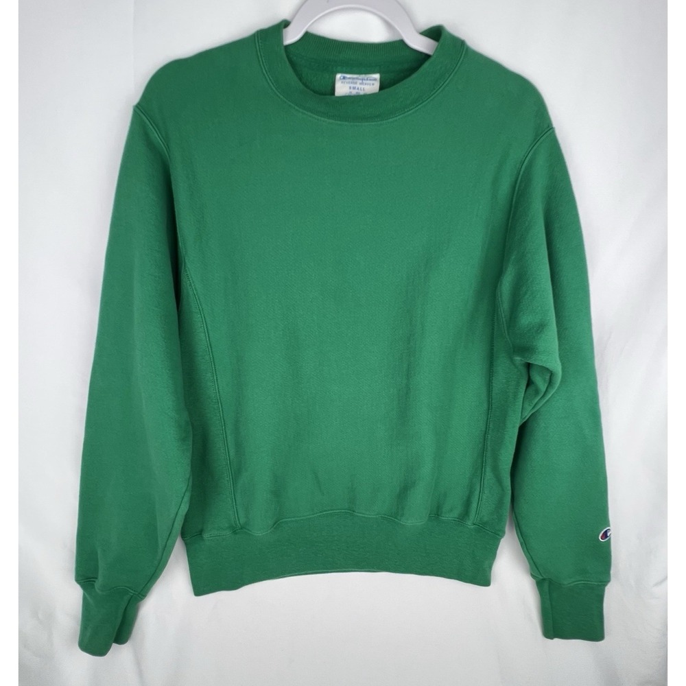 CHAMPION‎ Reverse Weave Green Crewneck Sweatshirt Small Classic Logo Sleeve